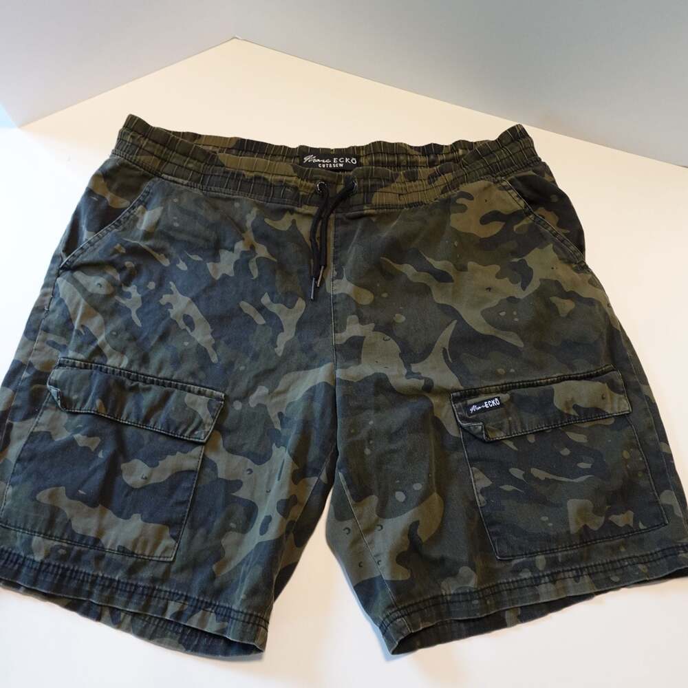 Marc Ecko Cut & Sew Camouflage Cargo Shorts with Elastic Waist